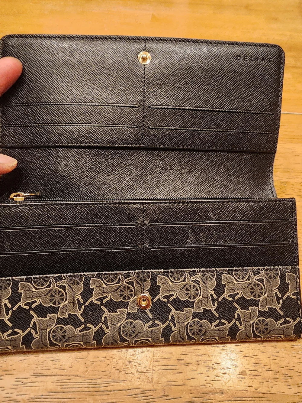 Vintage Celine Sulky Logogram Carriage Long Wallet